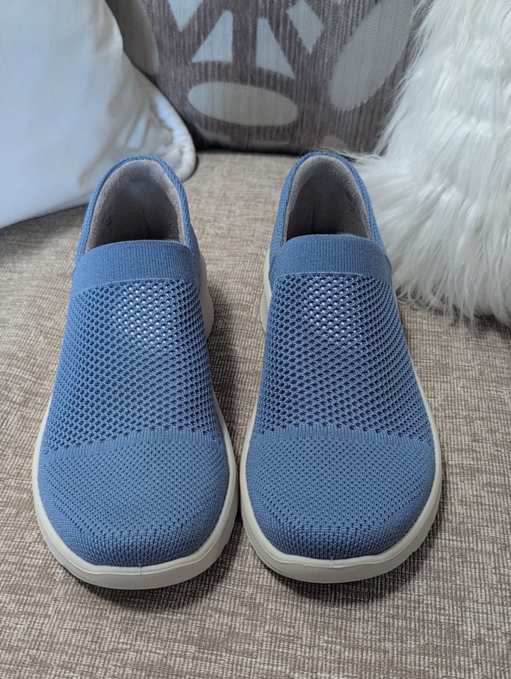 Life Stride Slip-On Knit Sneakers in Dusty Blue Brand New